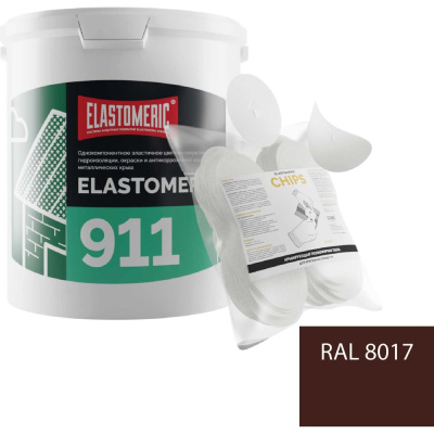 Ремкомплект для гидроизоляции и ремонта кровли Elastomeric Systems Elastomeric 911 (6кг.) коричневый и Chips 50шт