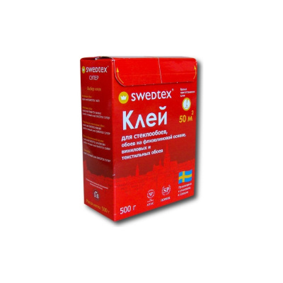 Cухой универсальный клей Swedtex СУПЕР для стеклообоев, флизелиновых и других видов тяжёлых обоев, 500 г, до 65 кв.м