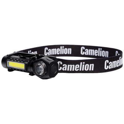 Фонарь налобный аккум Camelion LED53408 3,7В, черн, XPE+COB, 3 Вт, 3 реж, магнит, Type-C, бокс