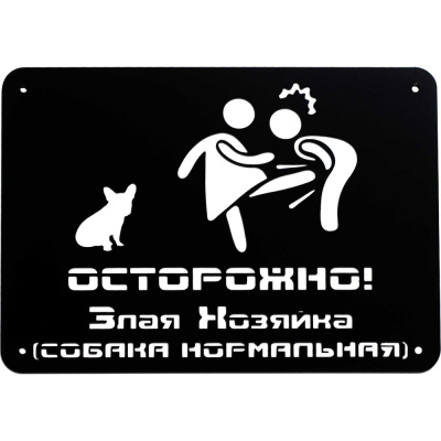 Табличка Осторожно, злая хозяйка, 30х21 см, сталь, порошковое покрытие Т-019