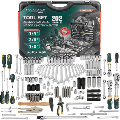 Набор инструментов Rockforce RF LIGHT-42022-5L 202 предмета 1/4 3/8 1/2 6гр.