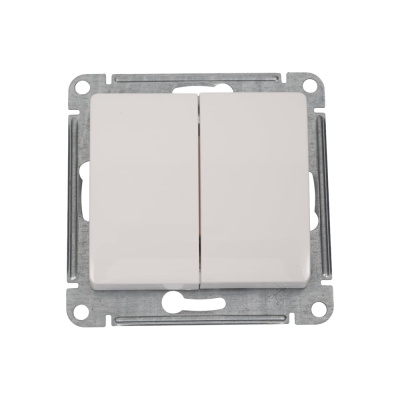 Переключатель Systeme Electric Glossa Молочный 2-клавишный, сх.6, 10AX SE