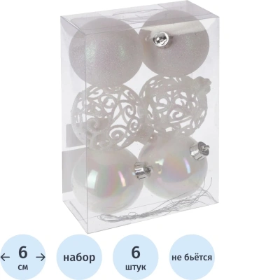 Набор шаров Украшение НГ сказка,D6см,L11,5 W6 H17см 6шт 722892