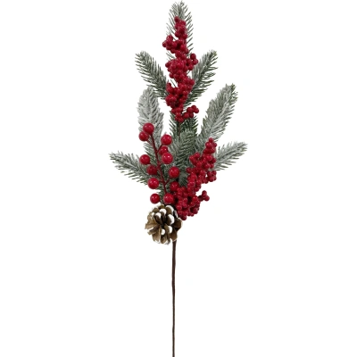 Ветка Еловая (полиэт., пенополист.) с шишкой, 5x17x58см, 97723