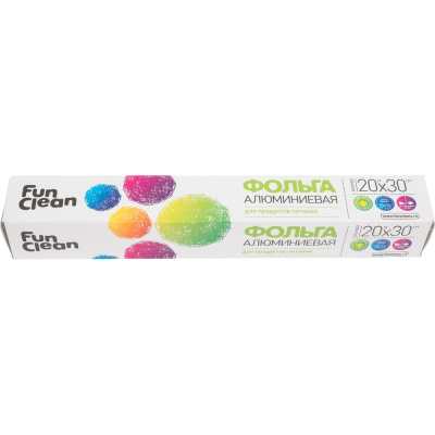 Алюминиевая пищевая фольга Fun Clean 20 м, 30 см, в картонной упаковке