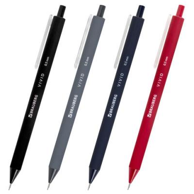 Карандаш механический 0,5 мм BRAUBERG "VIVID", корпус soft-touch ассорти, 182063