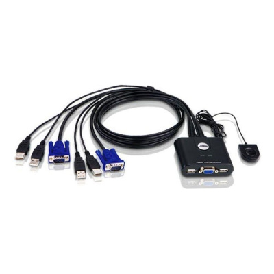Переключатель KVM CS22U-AT 2-портовый USB, VGA кабельный KVM коммутатор с пультом удаленного переключения порта