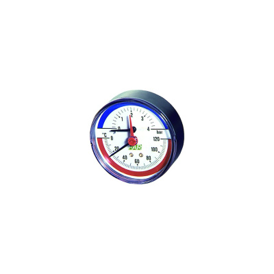 Термоманометр FAR 0-10 бар, 0-120 C, 80 мм, торцевое соединение 1/2" FA