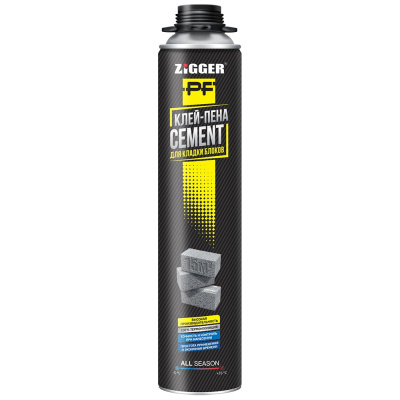 Клей-пена ZIGGER CEMENT ПРОФ всесезонная, 850мл/950гр