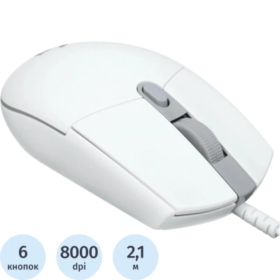Мышь компьютерная Logitech G102 LightSync White Gaming (910-005809)