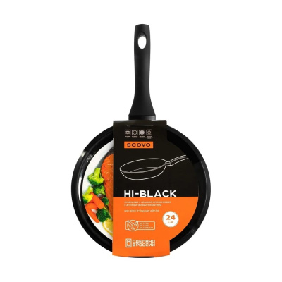 Сковорода SCOVO Hi-Black d 240 мм, стеклянная крышка HB-009