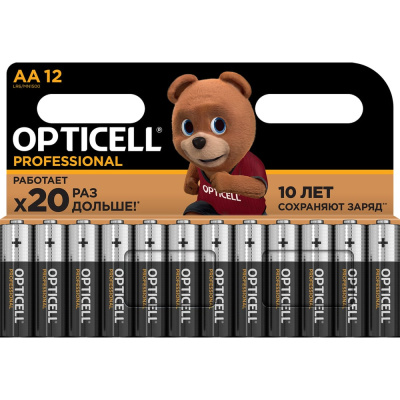 Многоцелевые батарейки улучшенной формулы Opticell Professional работают до 20 раз дольше по сравнению с солевой
