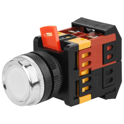 Кнопка TDM ELECTRIC ABLFS-22 белый, d22мм, неон/230В, 1з+1р