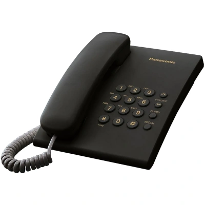 Телефон PANASONIC KX-TS2350RUB, черный, повторный набор, тональный/импульсный режим