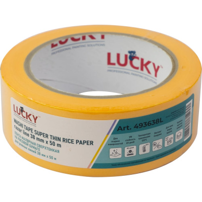 Лента малярная LUCKY WASHI бумажная экстратонкая, золотая, до 120 УФ-60дней, размер 38мм х 50м
