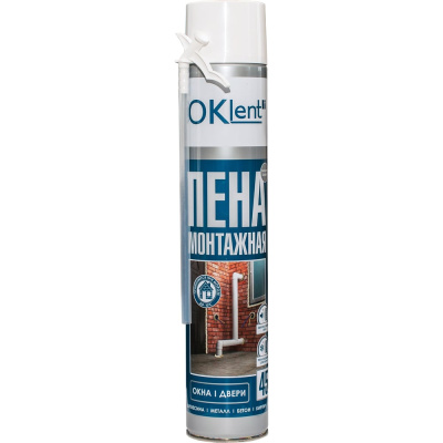 Монтажная пена OKlent 1000 мл, 680 гр, бытовая