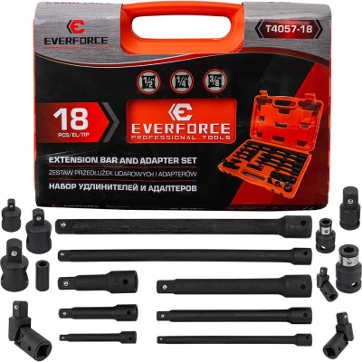 Набор удлинителей и адаптеров EVERFORCE 18 предметов 1/4 3/8 1/2