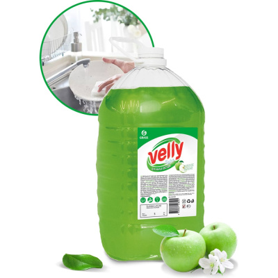 Средство для мытья посуды Grass Velly light зеленое яблоко, 5 кг