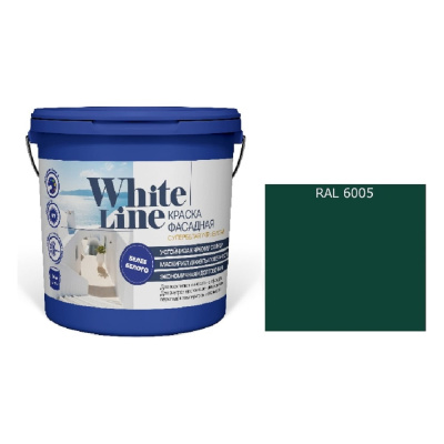 Краска фасадная ВД White Line RAL 6005 Зеленый мох, ведро 0,9 л, 1,1 кг