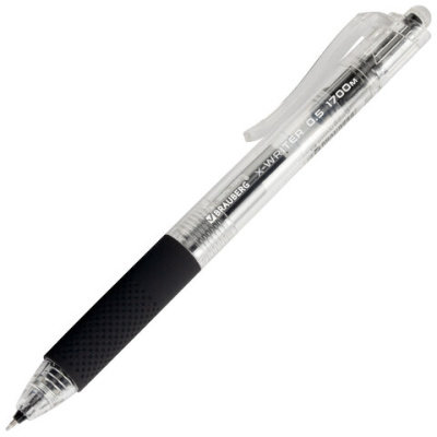 Ручка гелевая автоматическая BRAUBERG "X-WRITER 1700" УВЕЛИЧЕННАЯ ДЛИНА ПИСЬМА 1700 м, ЧЁРНАЯ, игольчатый узел 0,5 мм, линия 0,35 мм, 144472