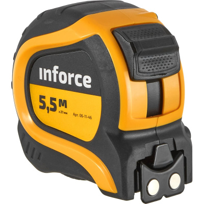 Измерительная рулетка с нейлоновой лентой и магнитным зацепом 5.5x27мм Inforce