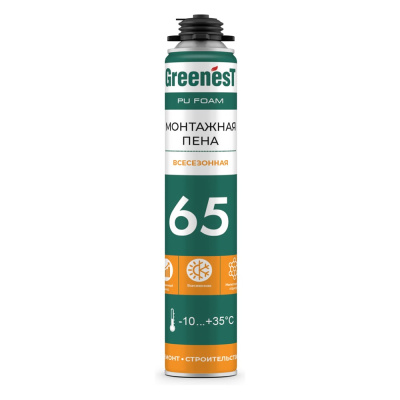 Пена монтажная профессиональная GreenesT 65 всесезонная, 850мл