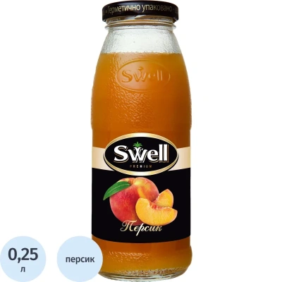 Нектар персиковый SWELL с мякотью в стеклянной бутылке 0,25 л, 4040207340