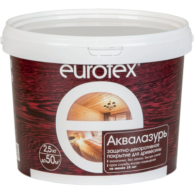 Защитно-декоративное покрытие для древесины Eurotex Аквалазурь олива, полуглянцевое, 2.5 кг