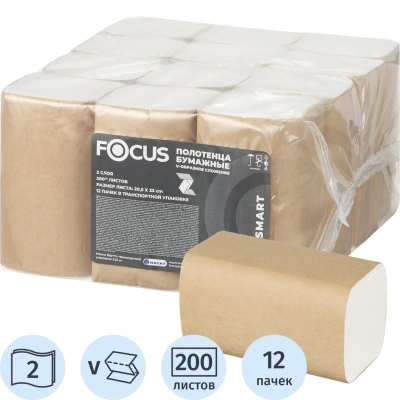 Полотенца бумажные д/дисп Focus Smart Vсл 2сл 200л12пач/уп 5103194/50204107