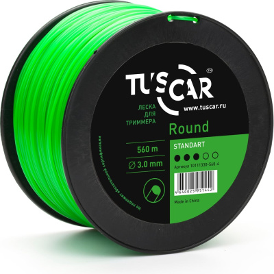 Леска для триммера Round, Standart, 3.0 мм, 560 м TUSCAR