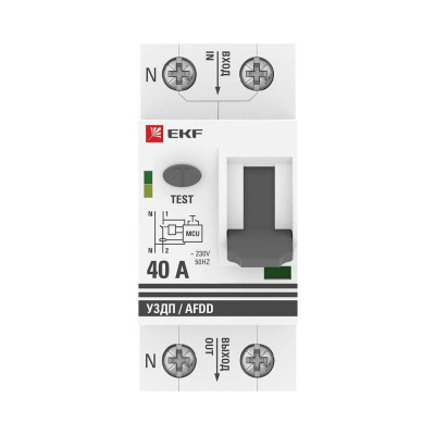 Устройство защиты от дугового пробоя EKF (УЗДП) 1P+N 40А PROxima afdd-2-40-pro без автоматического выключателя