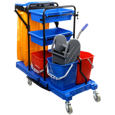Тележка уборочная OfficeClean Professional ведра 2*20л, 2*11л, отжим, держ. д/мешка, мешок, 2поддона 1