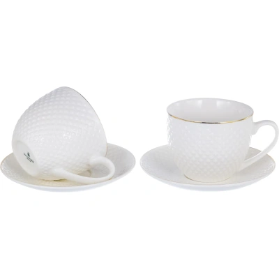Набор чайный ГРАЦИЯ Дария 2чашки 220мл + 2блюдца, NEW BONE CHINA, 101-01018