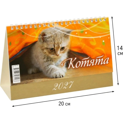 Календарь-домик настольный 2027 Котята 1спир 200х140 0927007