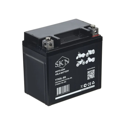 Аккумулятор стартерный для мототехники SKN YTX5L-BS (12V/5Ah/80A) [UTX5L-BS, CT1205, YT5L-BS]