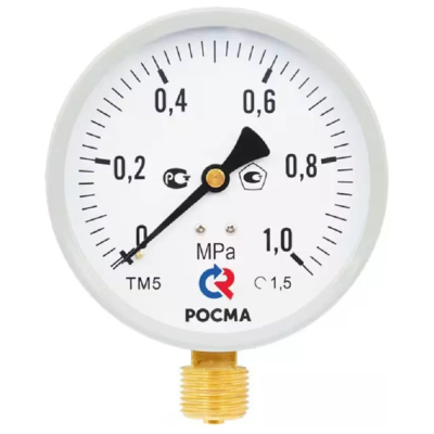 Манометр РОСМА ТМ-510Р.00 (0-2.5МПа) G1/2 М2 общетехнический, 100мм