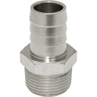 Резьбовой штуцер ёлочка PI TOOLS SH-E25-1"M под шланг D25. Арт. 8797