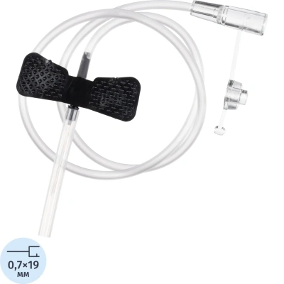 Катетер-бабочка для вливания в малые вены 22G HD 100шт./уп