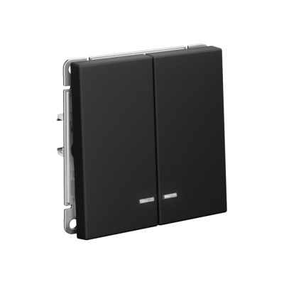 Выключатель с подсветкой 2-клавишный ArtGallery Systeme Electric 10 АХ, механизм, быстрозажимные клеммы, Карбон