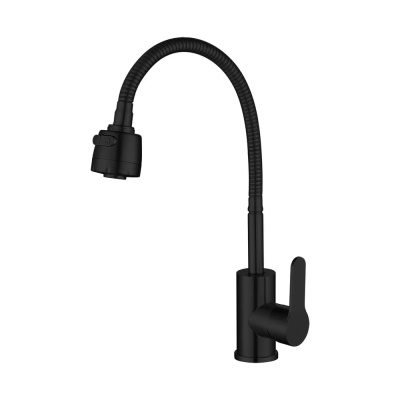 Смеситель для кухни CULTO FERRO BLACK с гибким изливом черный KI01FRB