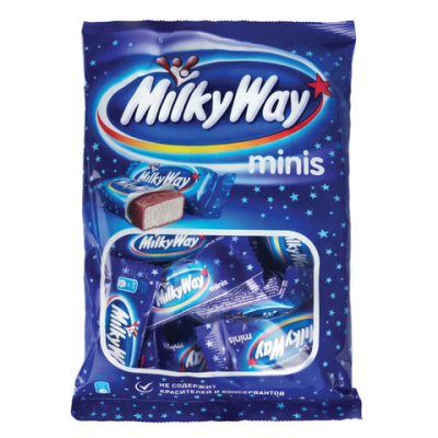 Шоколадный батончик Milky Way Minis, пакет, 176г