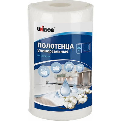 Полотенца универсальные Unibob 25 мм*25 мм из вискозы, бол. соты 200 шт/рул