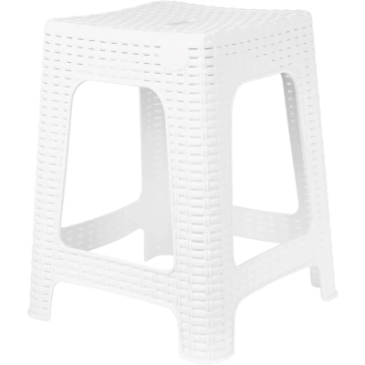 Табурет квадратный Rattan 363х363х448мм, белоснежный жасмин
