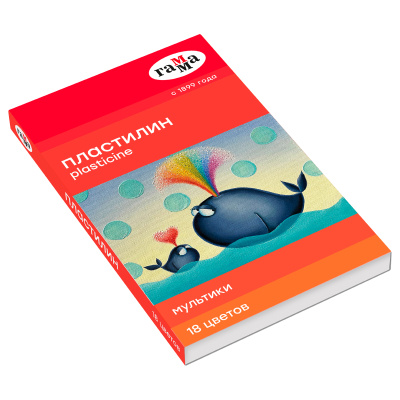 Пластилин Гамма "Мультики", 18 цветов, 360г, со стеком, картон. упаковка