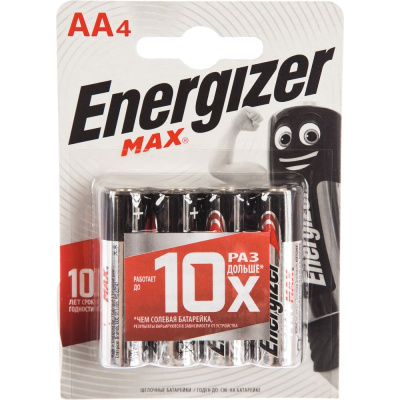 Щелочная батарейка Energizer LR6 AA MAX 1.5В бл/4