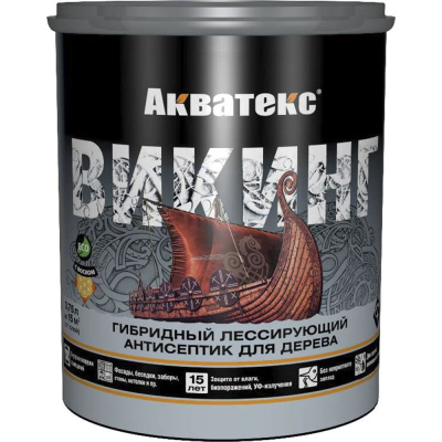 Антисептик для дерева Акватекс Викинг 65077, лессирующий, полуматовый, 0,75 л, калужница