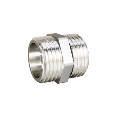 Ниппель прямой LD PRIDE DN32 (1 1/4") НР/НР латунь никель с биркой