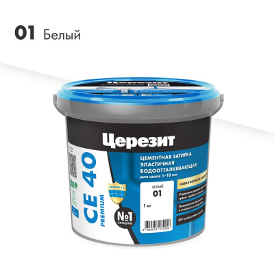 ЗАТИРКА Церезит СЕ 40 PREMIUM цвет №01 БЕЛЫЙ для швов 1-10 мм ВЕДРО 1 КГ