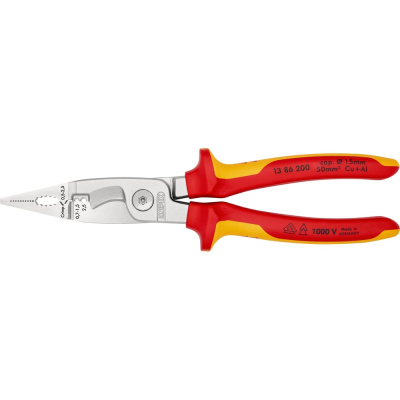 Электромонтажные клещи Knipex VDE, 6-в-1, 200 мм, диэлектрические, хром, 2К ручки