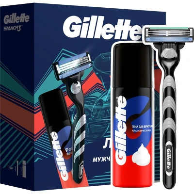 Подарочный набор GILLETTE MACH3 бритва 1смен кас+Пена д/бритья классич 50мл